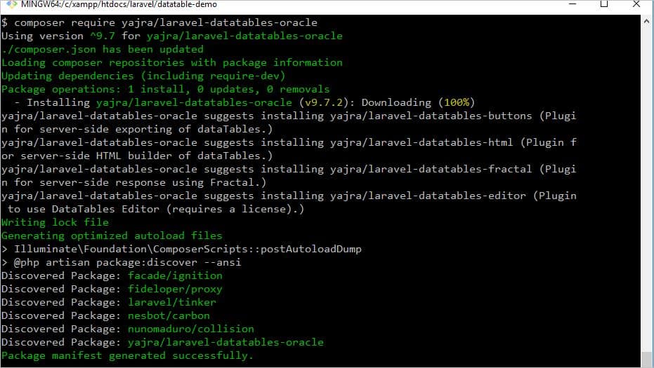 Install Yajra Datatables