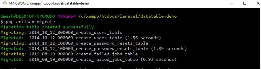 Migrate Database table