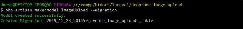 Create model and migration