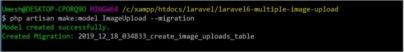 Create model and migration
