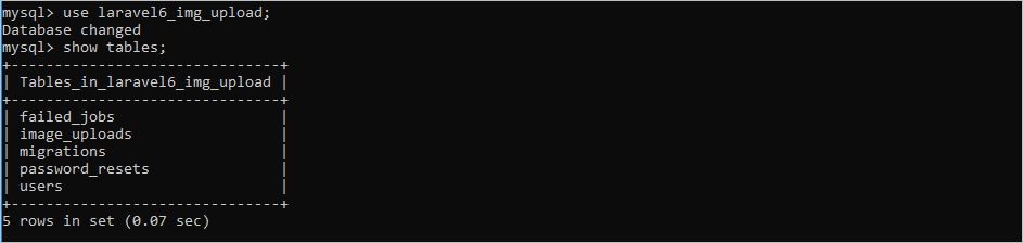 Migrated tables in database