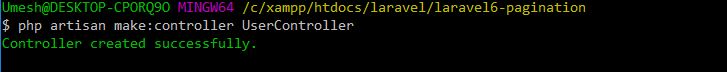 Controller created in laravel 6