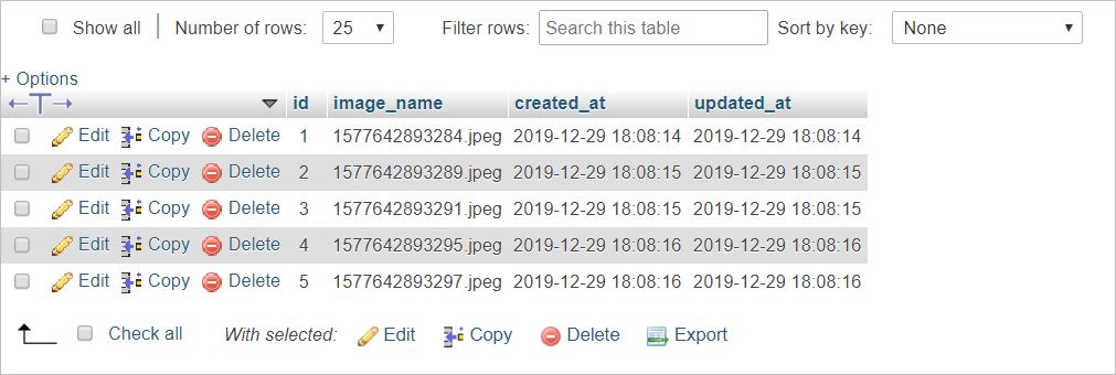Inserted Image Name in the Database