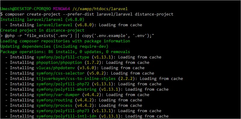 Create a new project in Laravel 6